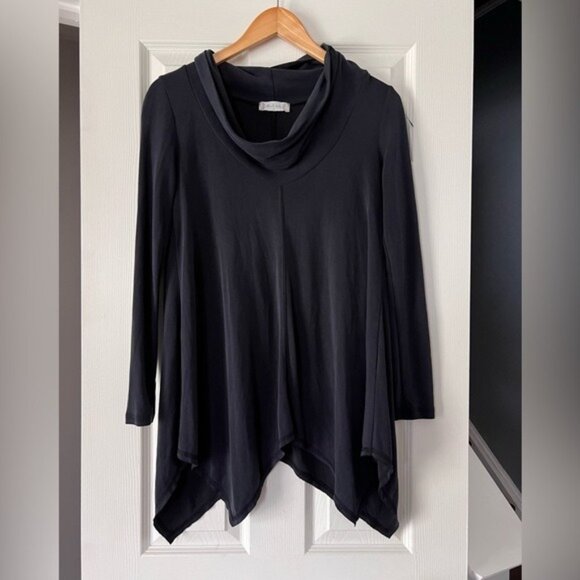 Altar’d State Black Cowl Neck Tunic Top Small Long Sleeve Asymmetrical Hem - Picture 1 of 4